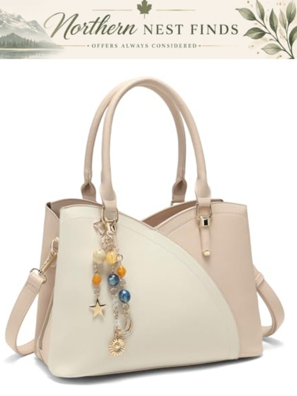 Synthetic Leather Medium Satchel Handbag with Adjustable Crossbody Strap